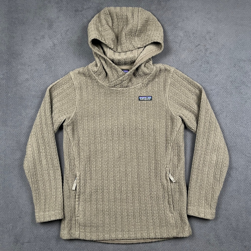 Patagonia Cable Capra Hoody Womens XS Brown Textured Fleece Pullover 23115